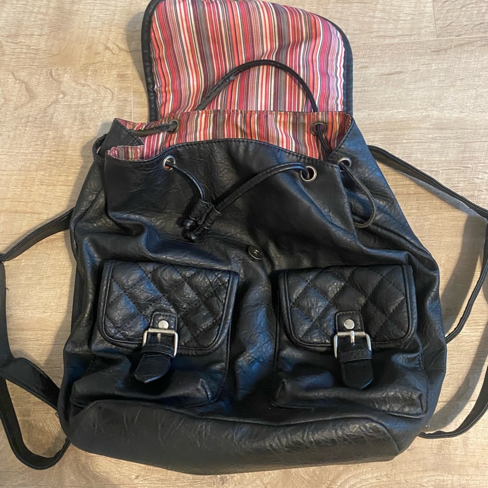 Elegant Black Quilted Backpack